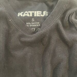 Katie J NYC Black Long Sleeve Tee